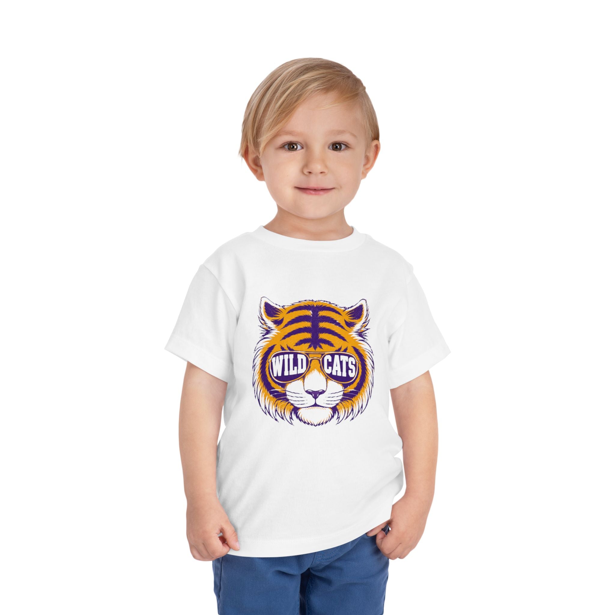 "Wildcats" Sunglasses Tiger Toddler T-Shirt | School Mascot Apparel | Cr8tive Designs
