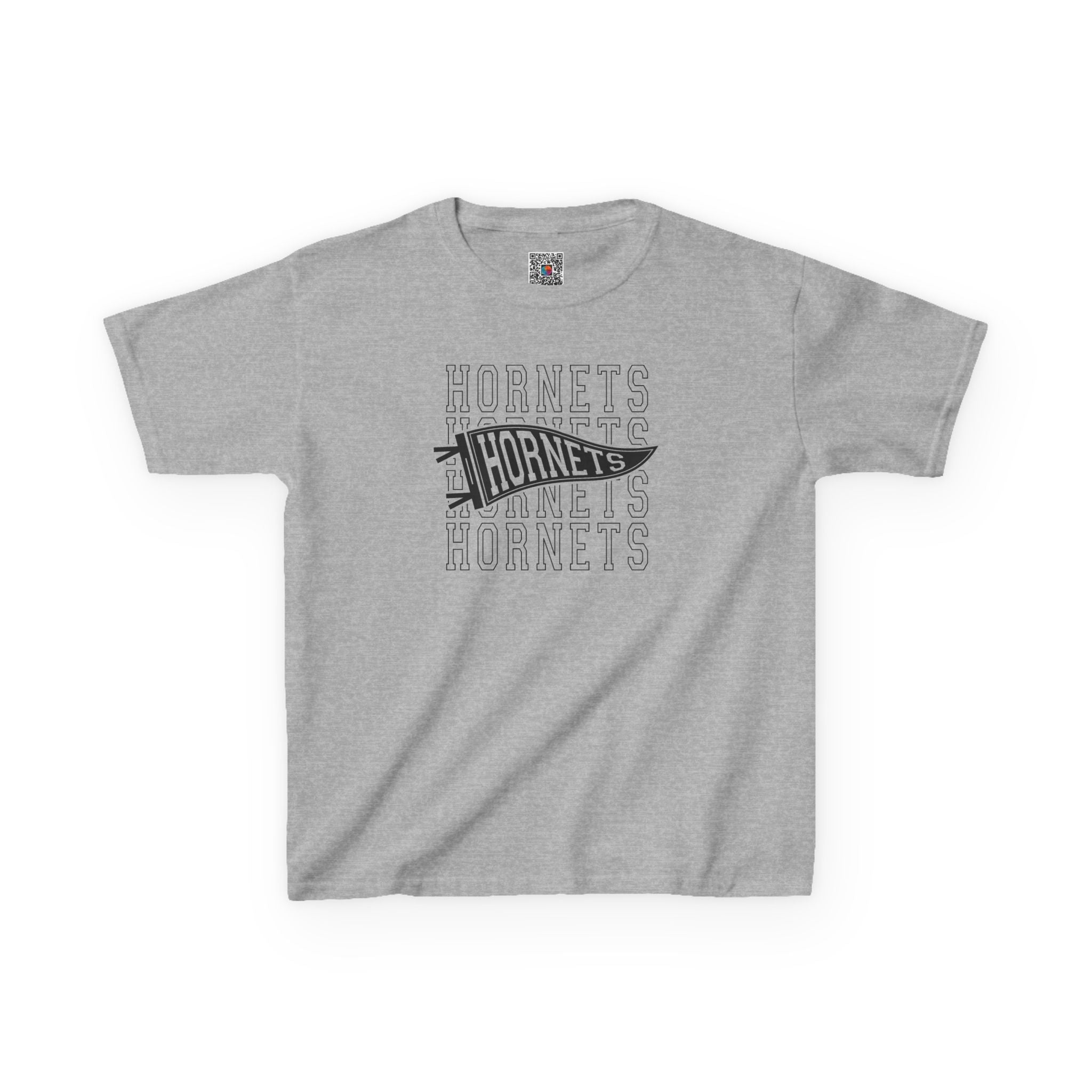 Hornets Pennant Repeat Youth T-Shirt | School Spirit Mascot Tee | Cr8tive Designs