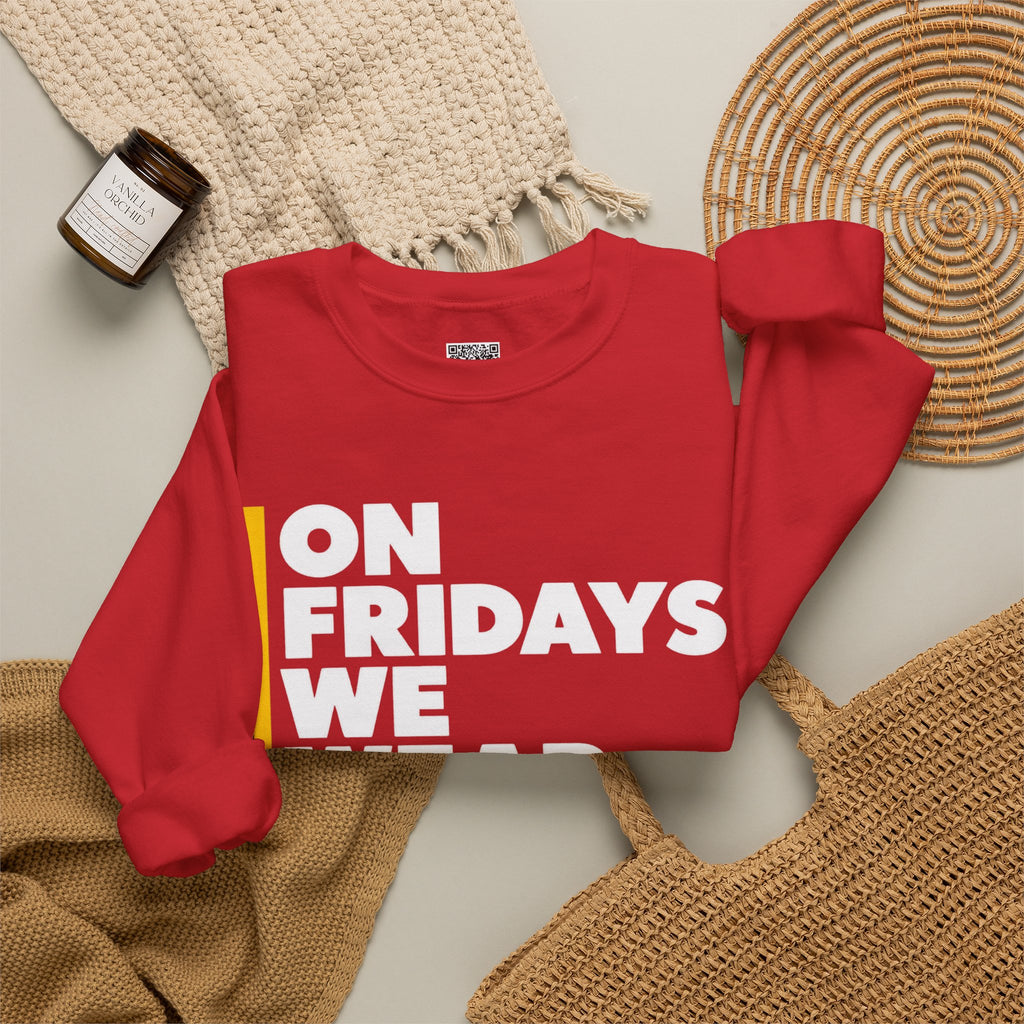 On Fridays We Wear Red Sweatshirt | Red Friday Football Game Day Crewneck | Cr8tive Designs