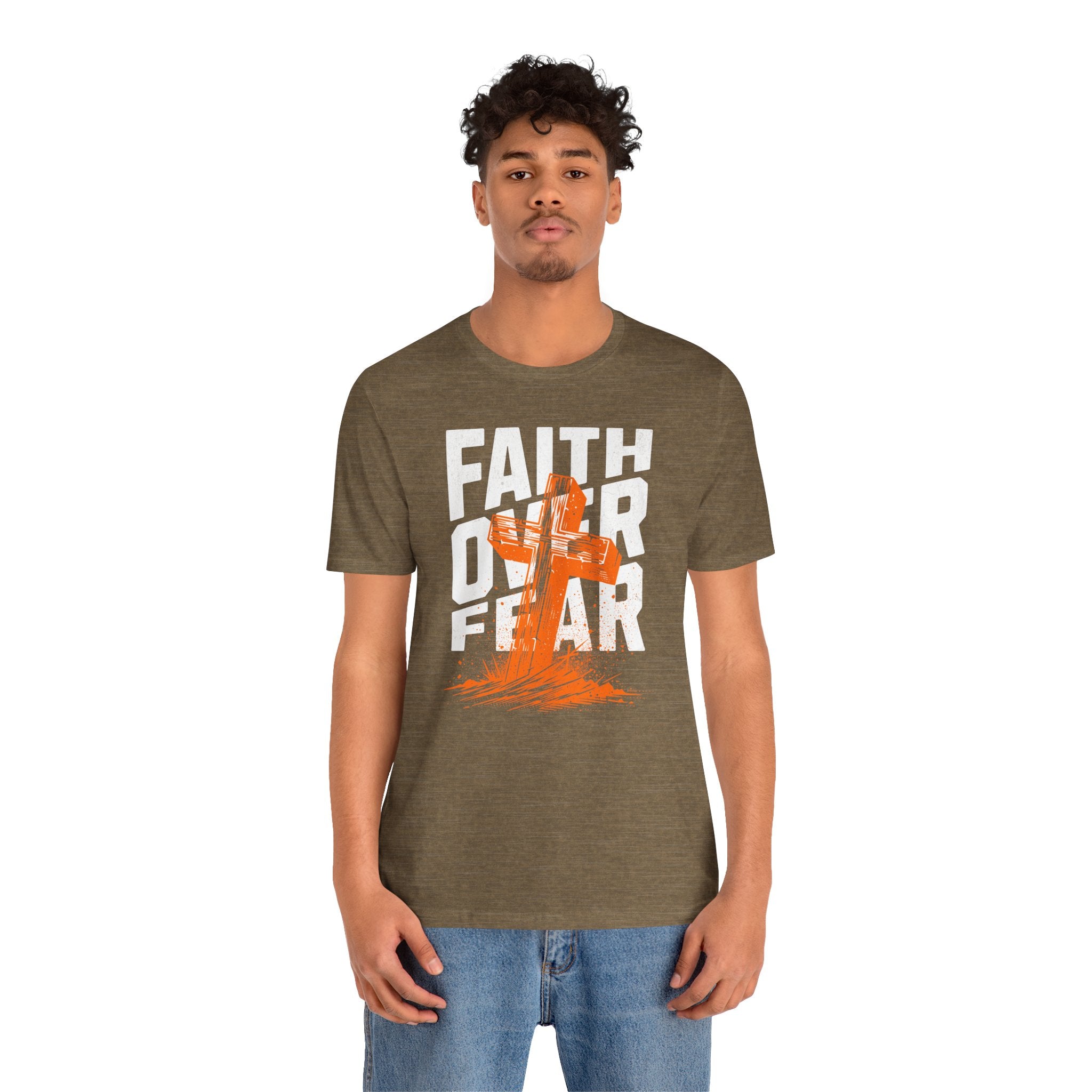 Faith Over Fear Tee | Christian Cross Inspirational Short Sleeve Shirt | Cr8tive Designs