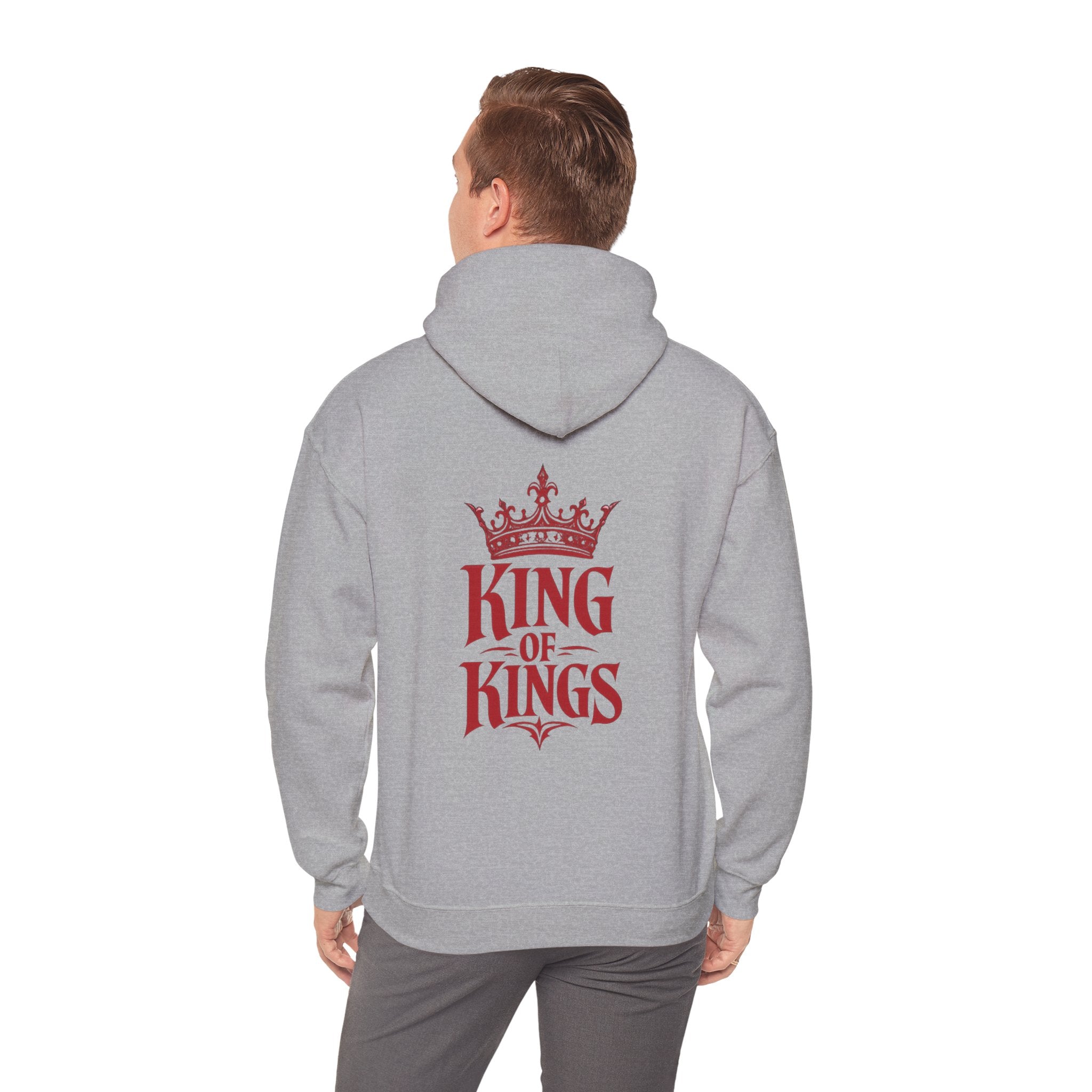 King of Kings Hoodie — Red Crown Graphic Religious Pullover