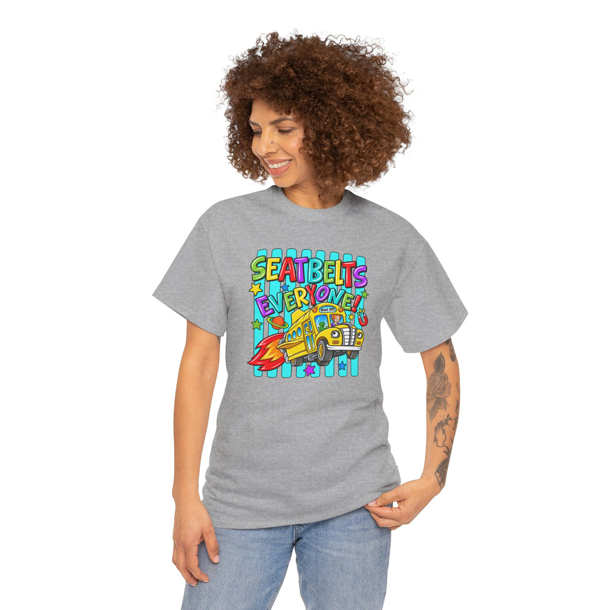 Seatbelts Everyone T-Shirt | Retro School Bus Graphic Tee | Cr8tive Designs