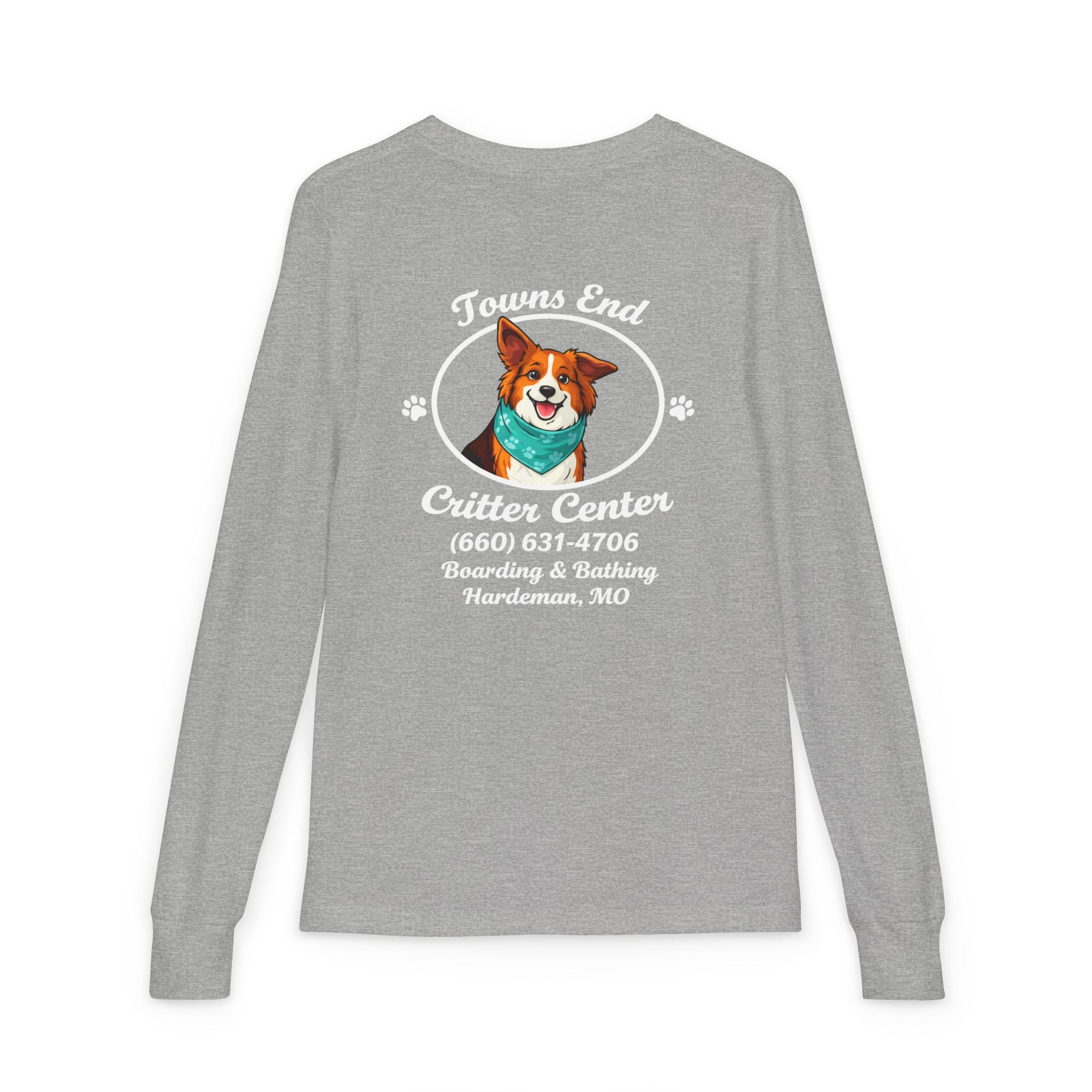 Towns End Critter Center Long Sleeve T-Shirt | Custom Pet Boarding & Grooming Graphic Tee | Cr8tive Designs