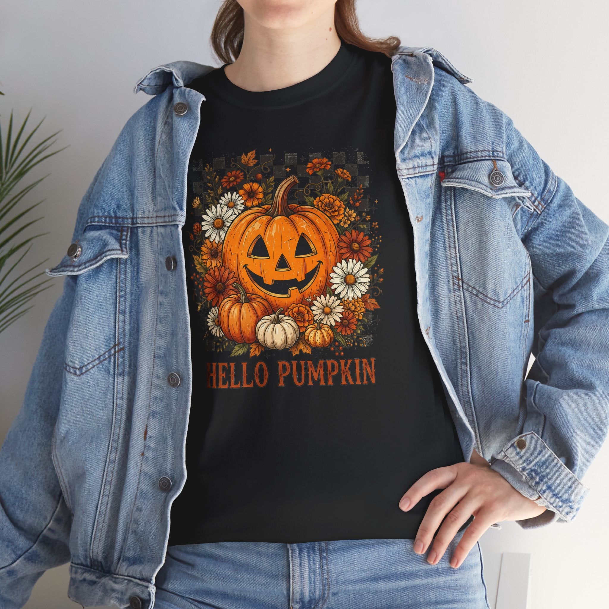 Hello Pumpkin Tee | Retro Halloween Floral Graphic T-Shirt | Cr8tive Designs