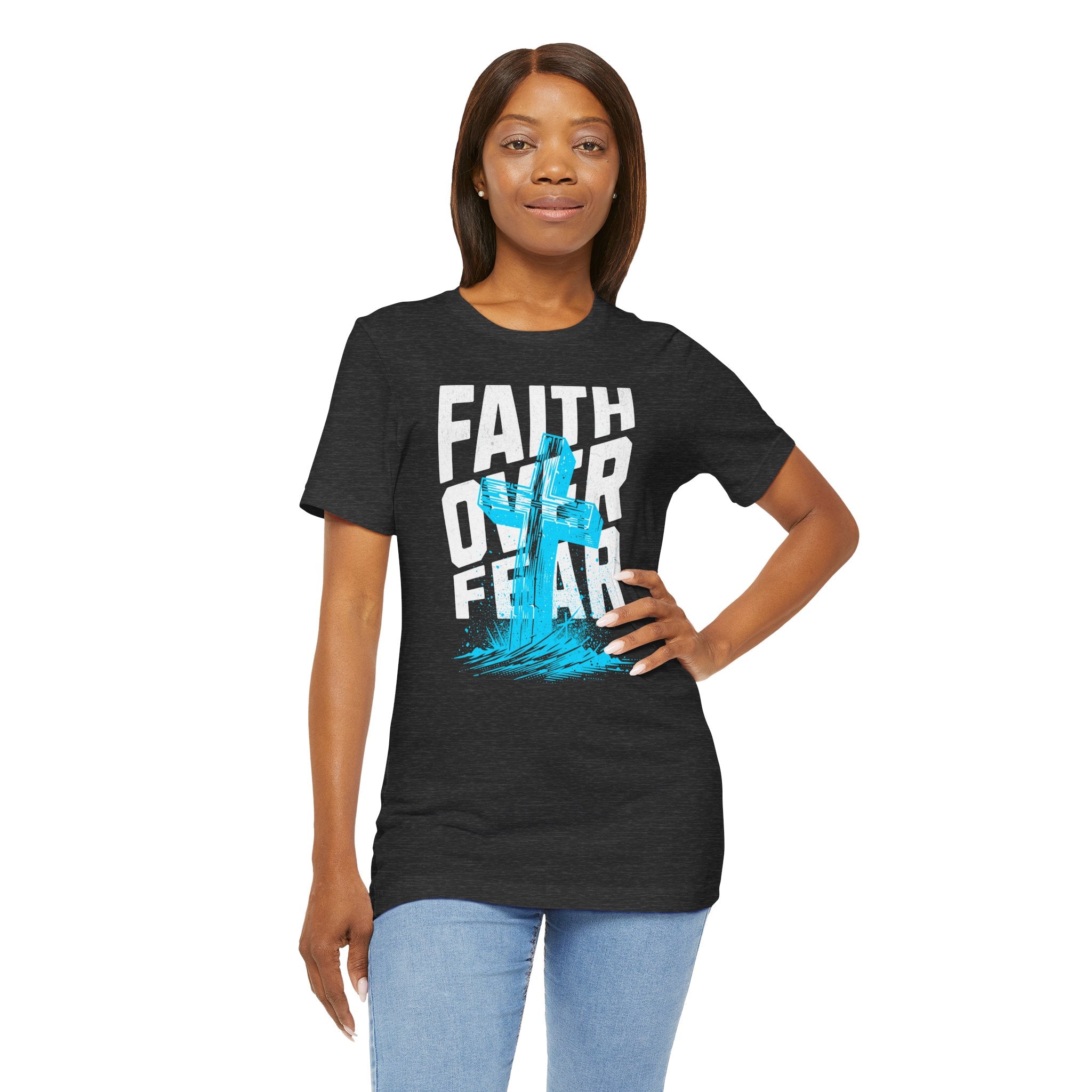 Faith Over Fear T-Shirt | Christian Cross Inspirational Tee | Cr8tive Designs