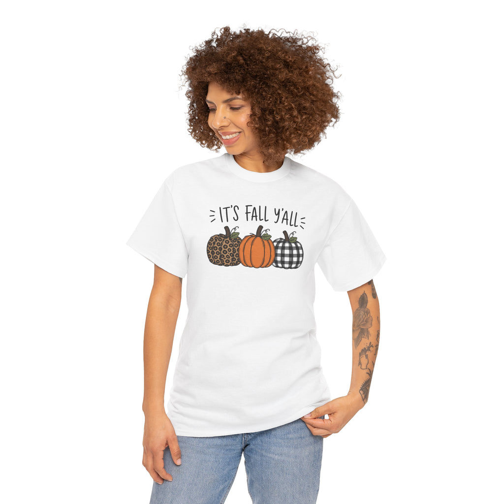 It's Fall Y'all Tee | Patterned Pumpkins Autumn T-Shirt | Cr8tive Designs