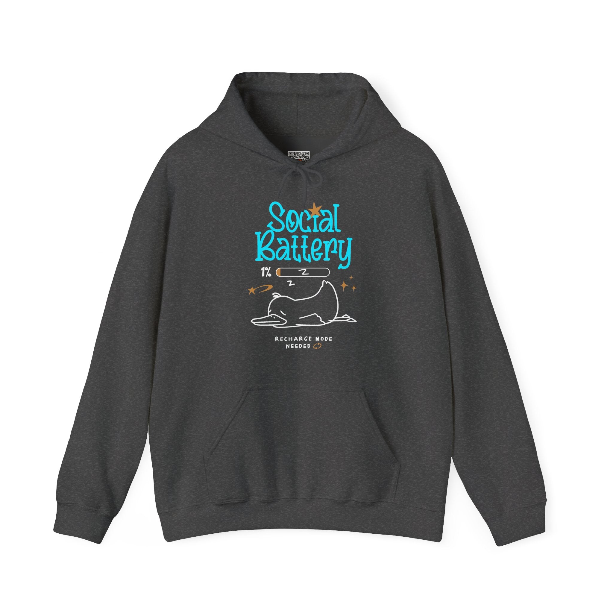 Social Battery 1% | Funny Introvert Hoodie | Cr8tive Designs