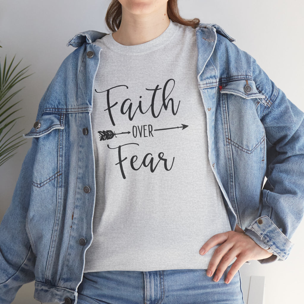 Faith Over Fear T-Shirt — Inspirational Christian Tee with Arrow Design