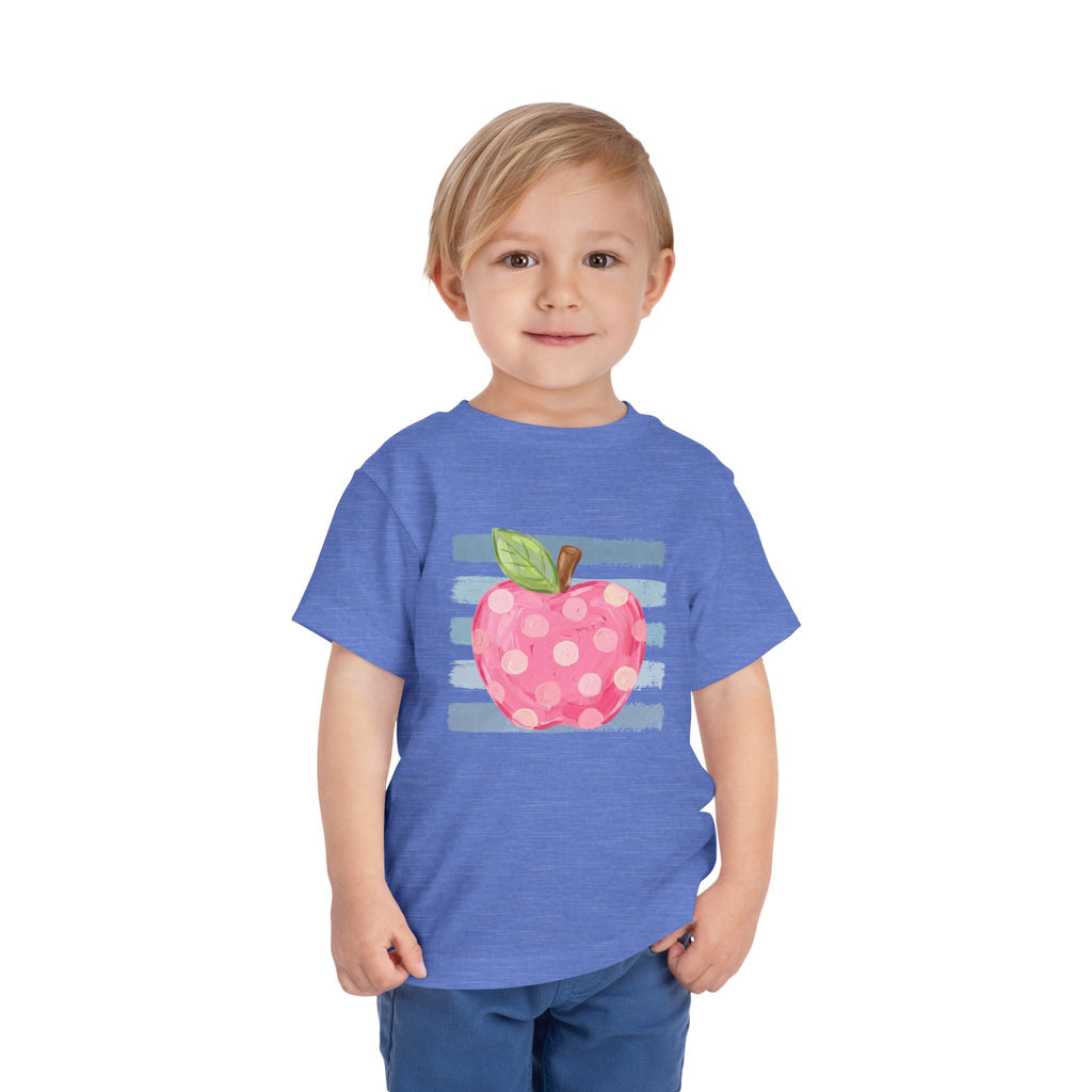Pink Polka Dot Apple Toddler Tee | Back to School T-Shirt | Cr8tive Designs