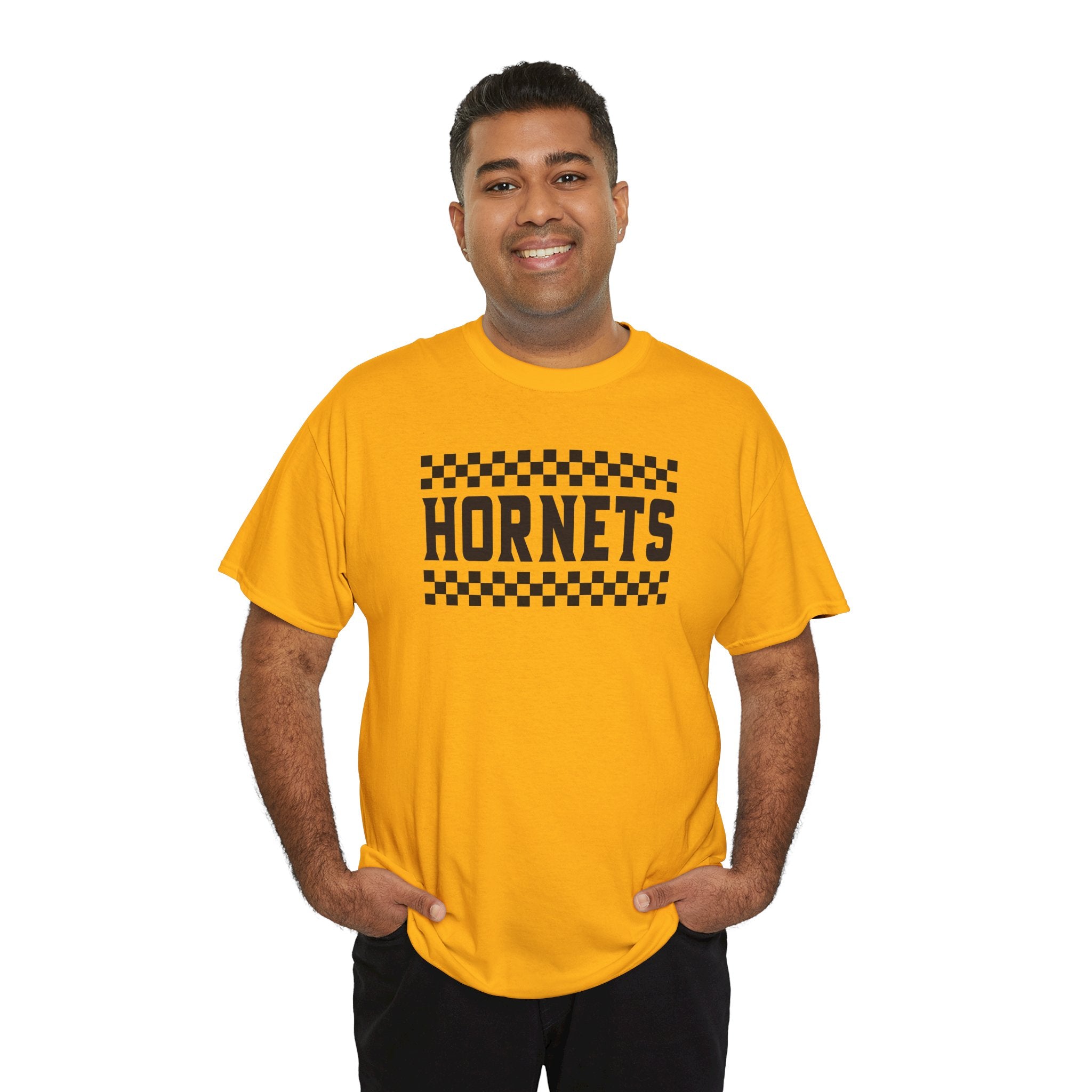 Checkered Hornets Adult T-Shirt | School Spirit Mascot Tee | Cr8tive Designs