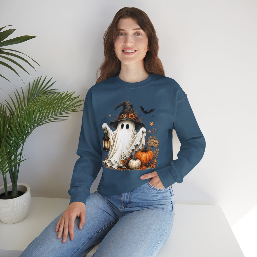 Witch Hat Ghost Sweatshirt | Vintage Halloween Spooky Season Crewneck | Cr8tive Designs