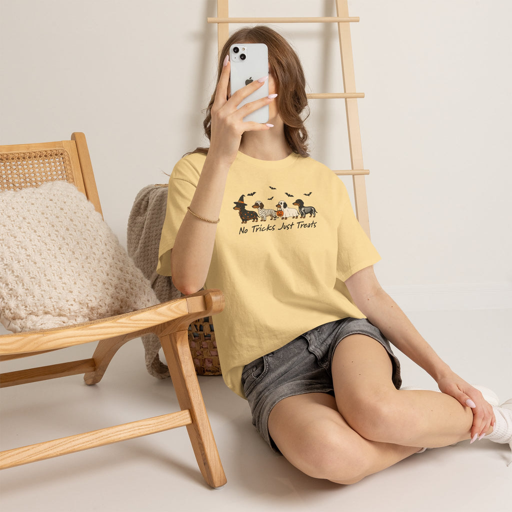 No Tricks Just Treats Tee | Cute Halloween Dogs Graphic T-Shirt | Cr8tive Designs