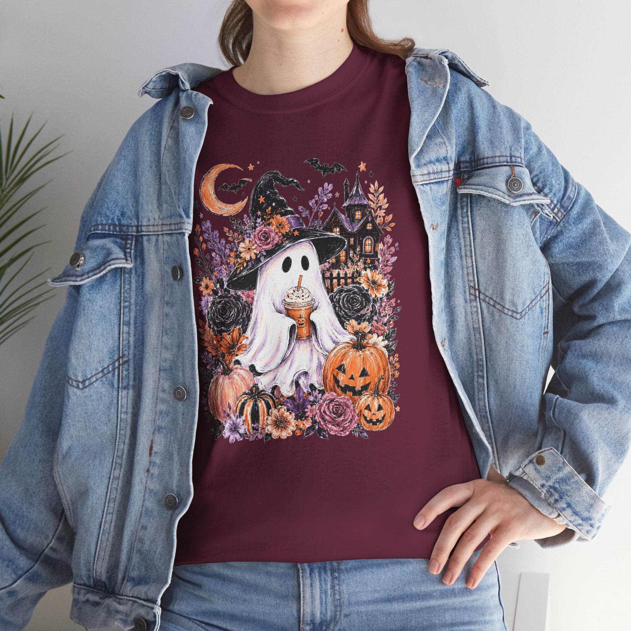Halloween Ghost Coffee T-Shirt | Vintage Spooky Autumn Tee | Cr8tive Designs