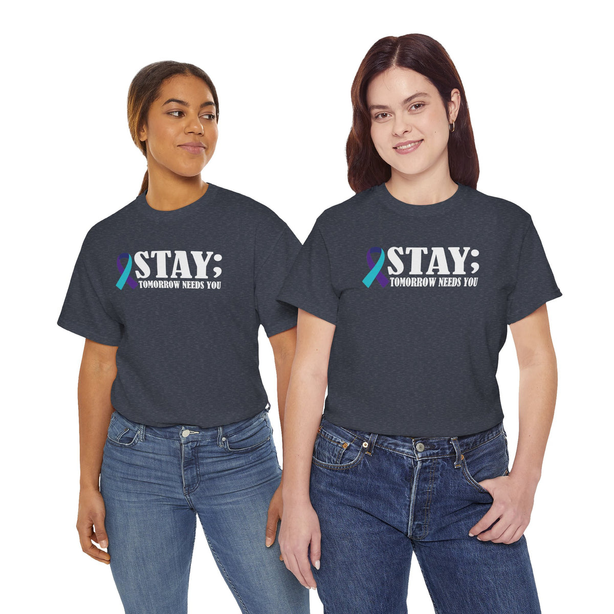 STAY Tomorrow Needs You T-Shirt | Suicide Prevention Ribbon Semicolon Tee | Cr8tive Designs