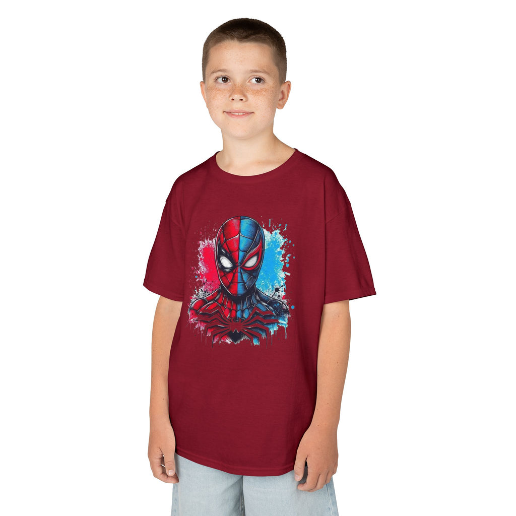 Red & Blue Web-Slinging Hero Youth Tee | Comic-Inspired T-Shirt | Cr8tive Designs