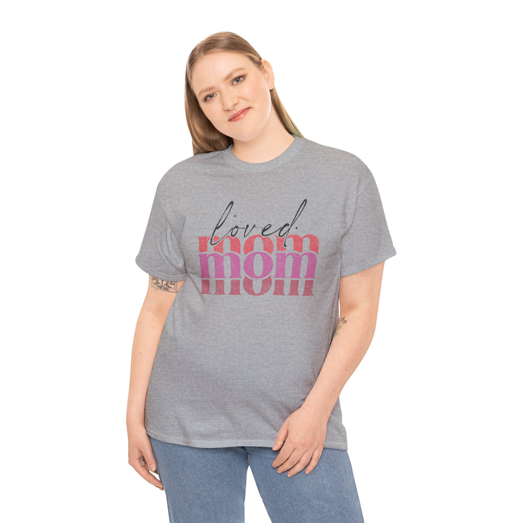 LOVED MOM GRAPHIC T-SHIRT | INSPIRATIONAL MOTHERHOOD TEE | STACKED RETRO DESIGN | CR8TIVE DESIGNS
