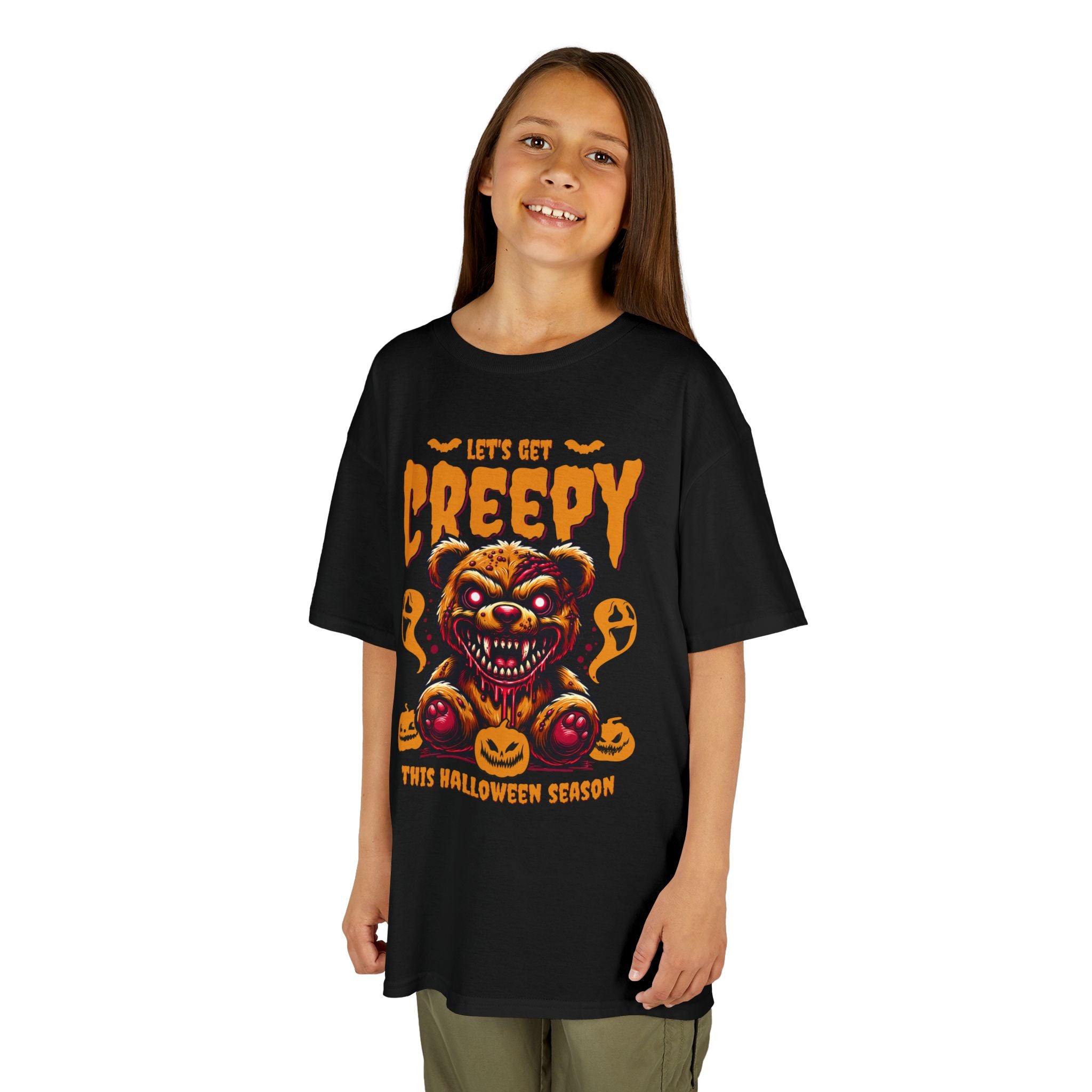 Kids Tee | "Let's Get Creepy" Halloween Teddy Bear Graphic | Cr8tive Designs