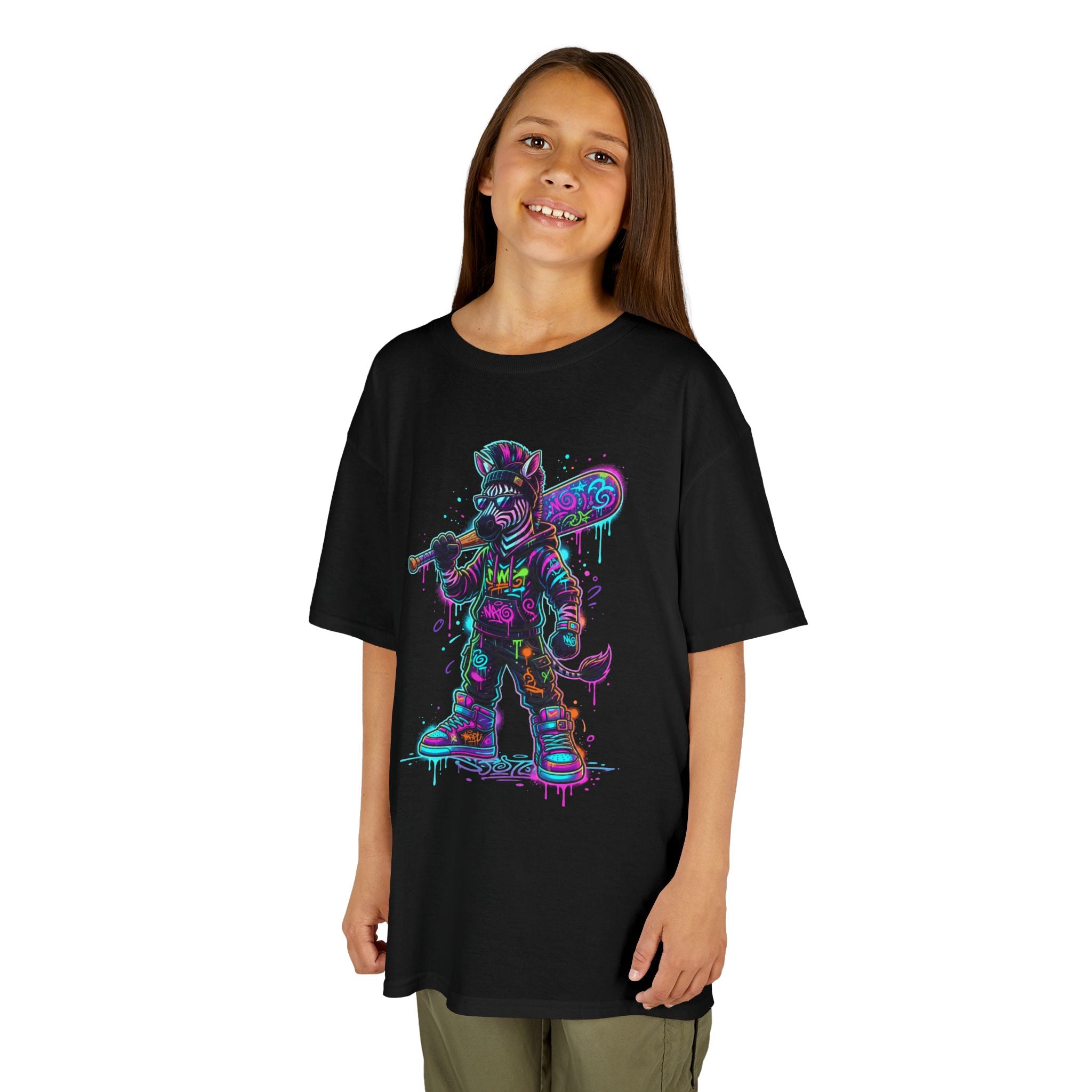 Kids Tee | Neon Zebra Street Warrior Graphic Tee | Cr8tive Designs