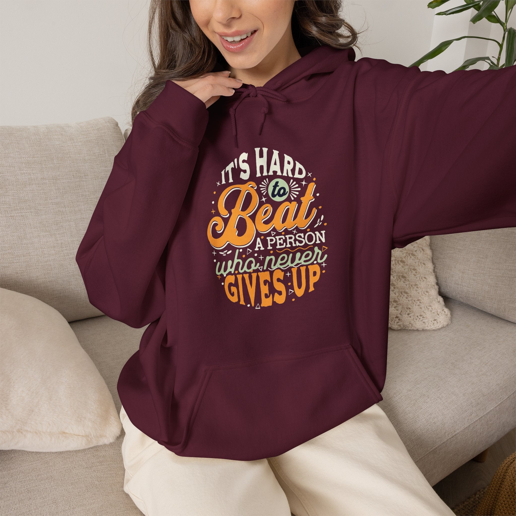 Never Gives Up Hoodie | Inspirational Retro Motivational Design | Cr8tive Designs