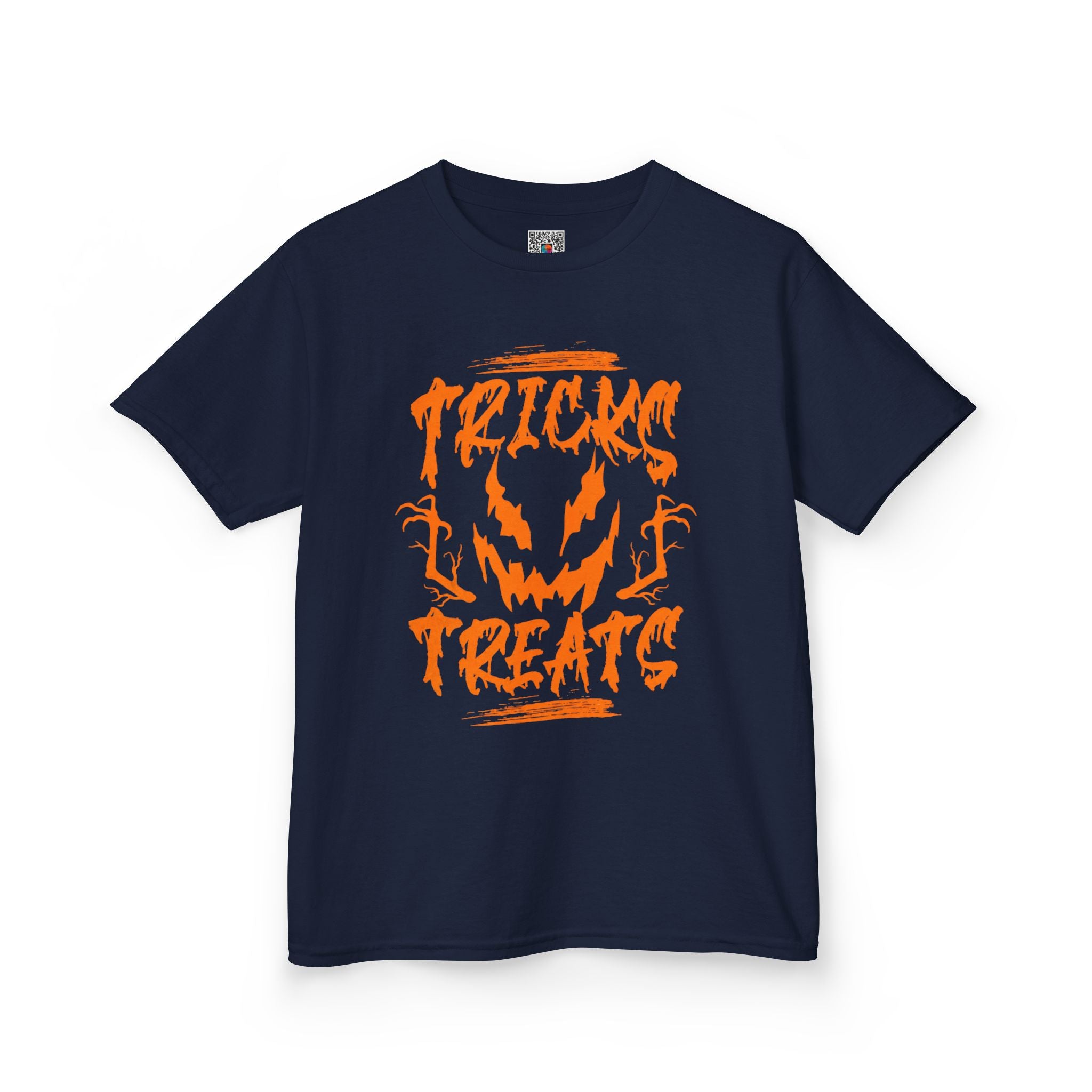 Kids Halloween Tee | 'Tricks & Treats' Spooky Jack-O'-Lantern Graphic | Cr8tive Designs