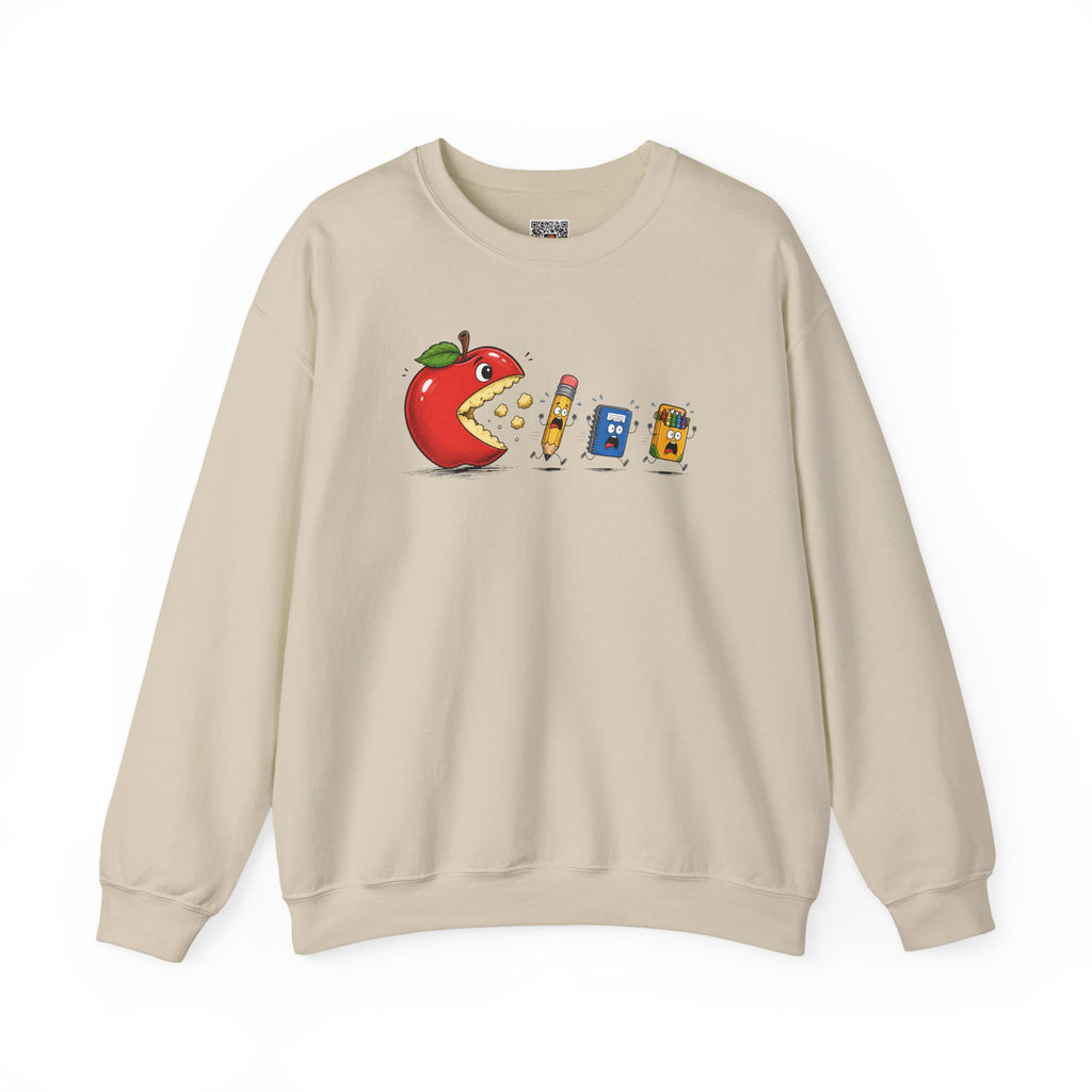 Crewneck Sweatshirt | Playful 'Apple Pac-Man' Back-to-School Graphic | Cr8tive Designs