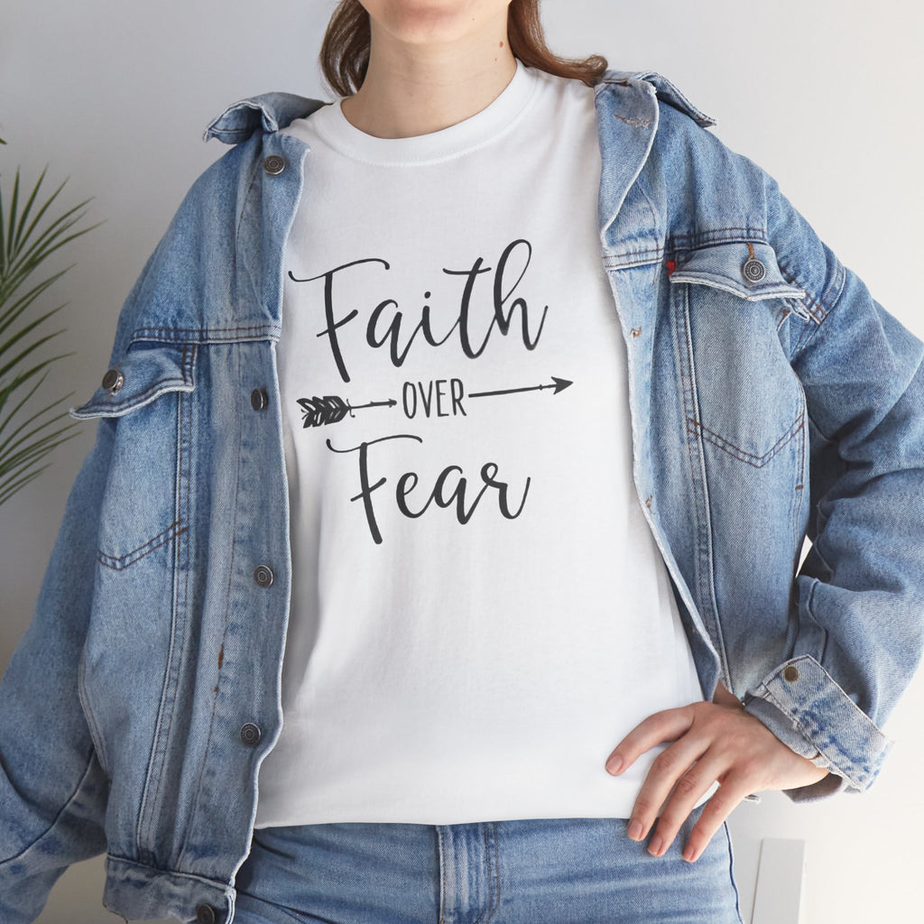 Faith Over Fear T-Shirt — Inspirational Christian Tee with Arrow Design