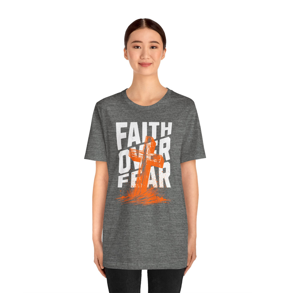 Faith Over Fear Tee | Christian Cross Inspirational Short Sleeve Shirt | Cr8tive Designs