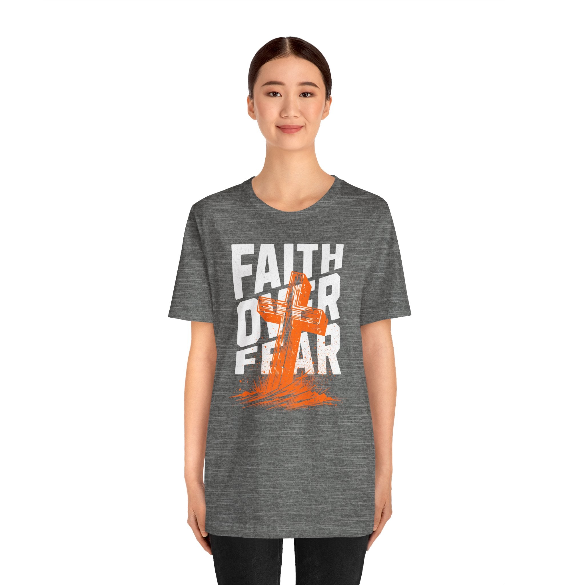 Faith Over Fear Tee | Christian Cross Inspirational Short Sleeve Shirt | Cr8tive Designs