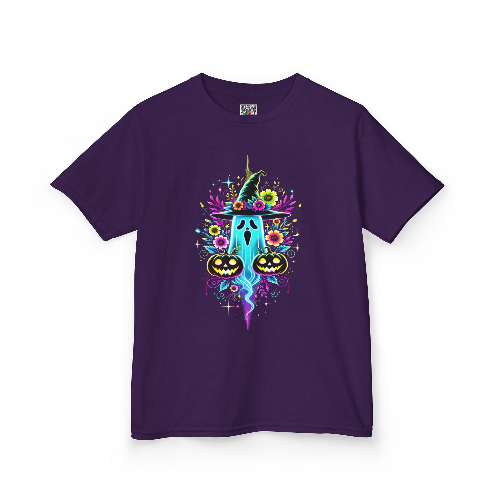 Kids Halloween Ghost T-Shirt | Neon Spooky Pumpkin | Cr8tive Designs