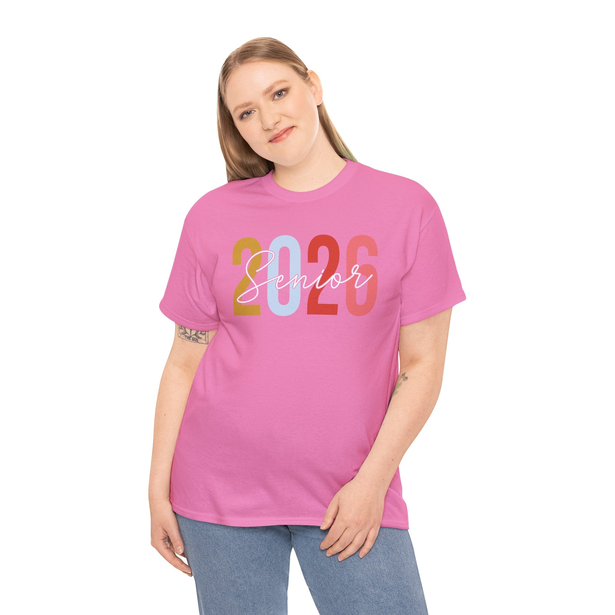 Senior 2026 Script Overlay T-Shirt | Trendy Color Graduation Tee | Senior Shirt | Cr8tive Designs