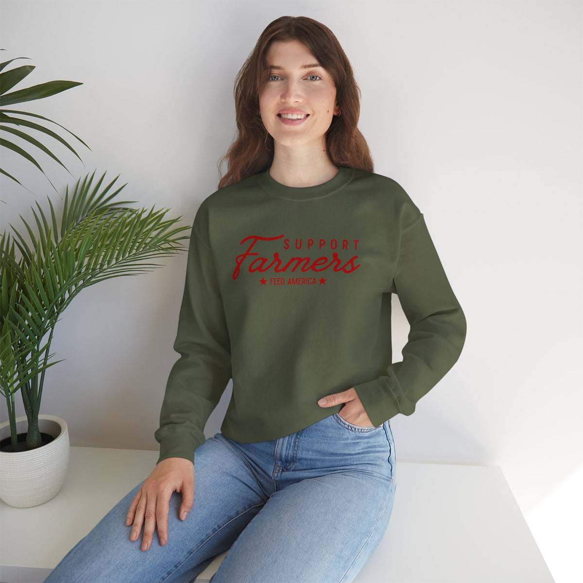 Support Farmers Feed America Sweatshirt | Patriotic Agriculture Crewneck | Cr8tive Designs