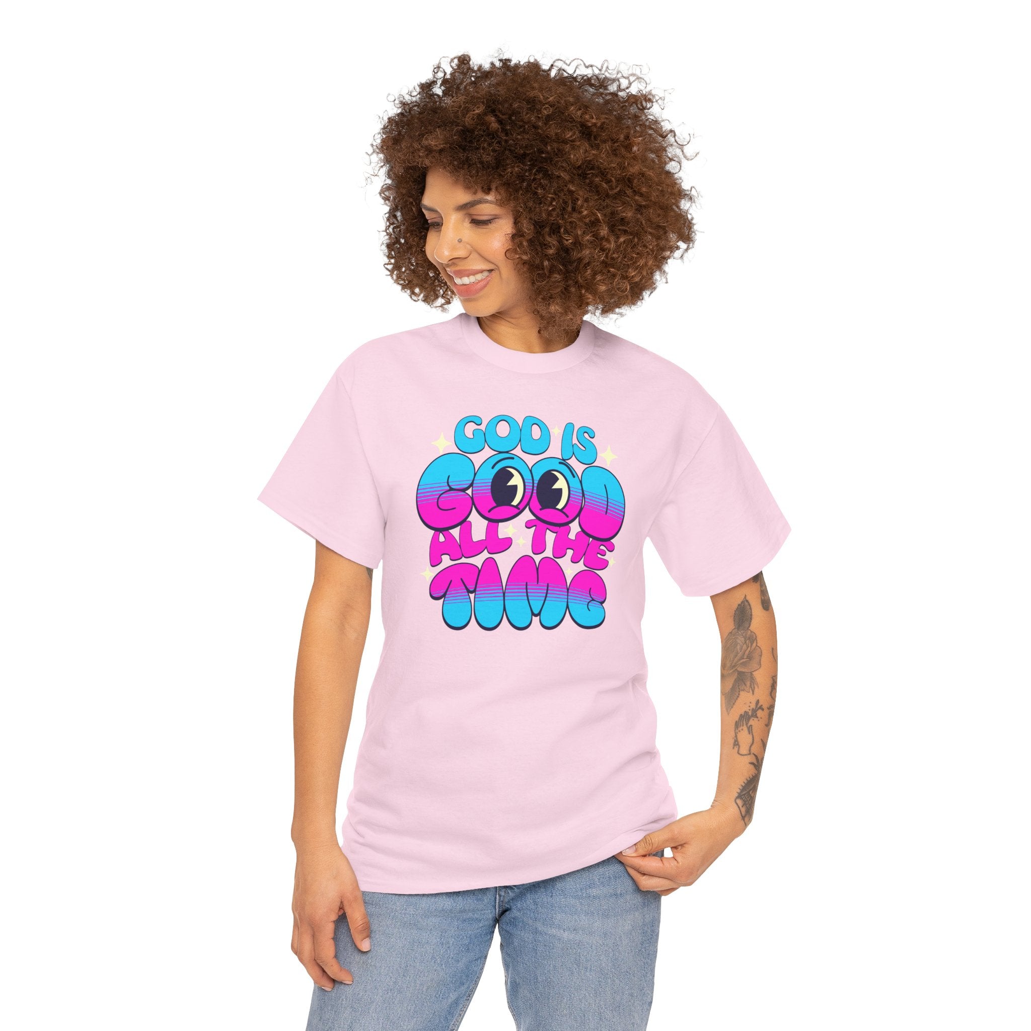 God Is Good All The Time T‑Shirt | Retro Bubble Letter Faith Tee | Cr8tive Designs