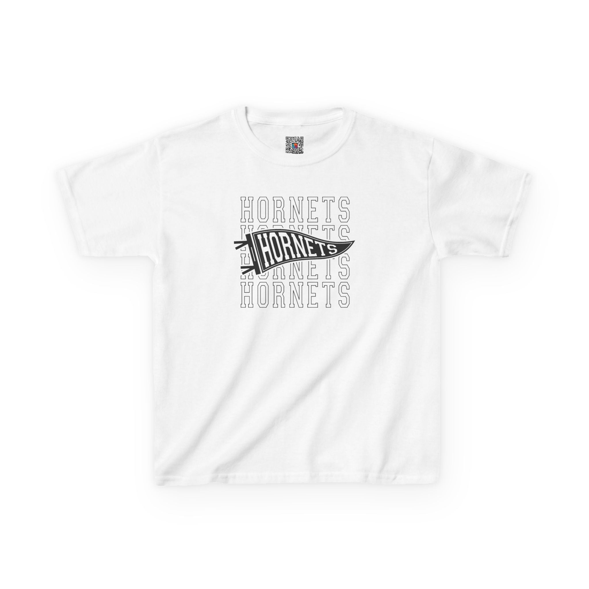 Hornets Pennant Repeat Youth T-Shirt | School Spirit Mascot Tee | Cr8tive Designs