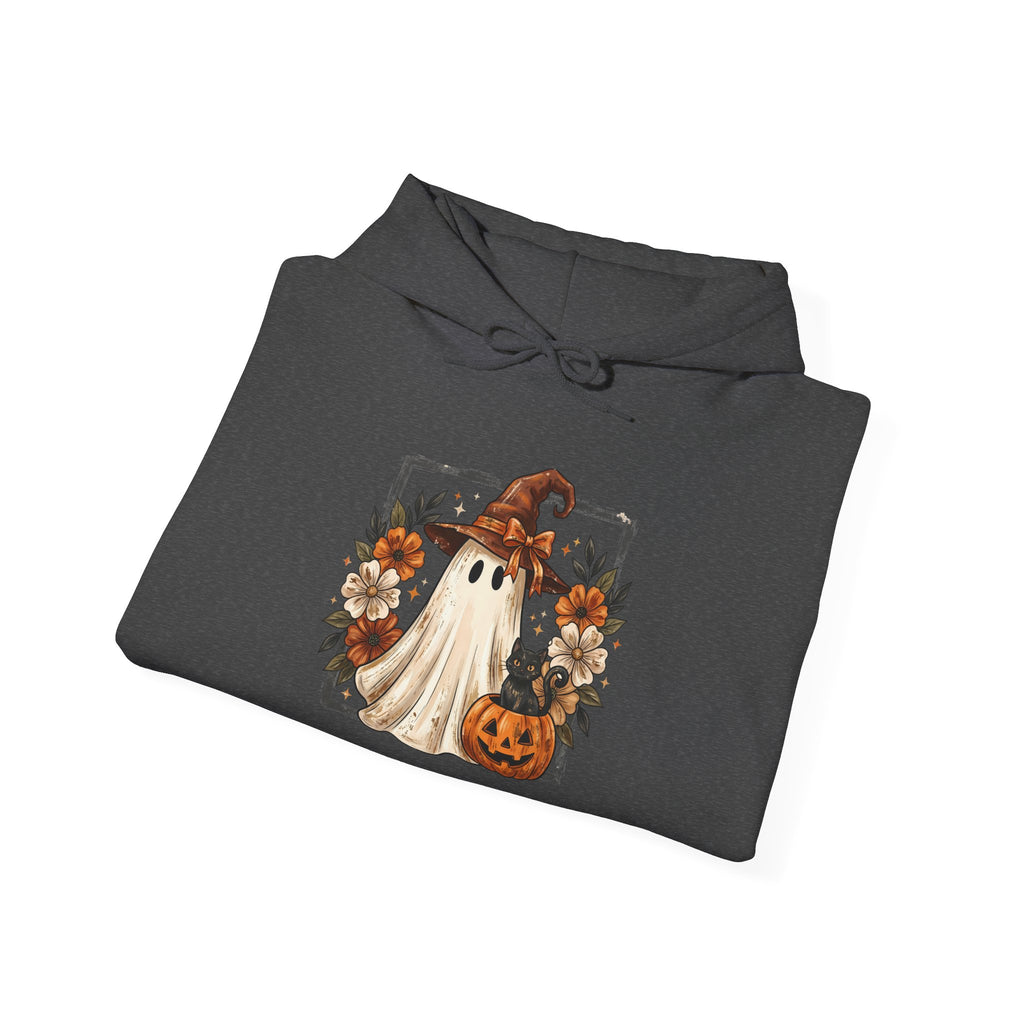 Floral Witch Ghost with Black Cat Hoodie | Cr8tive Designs