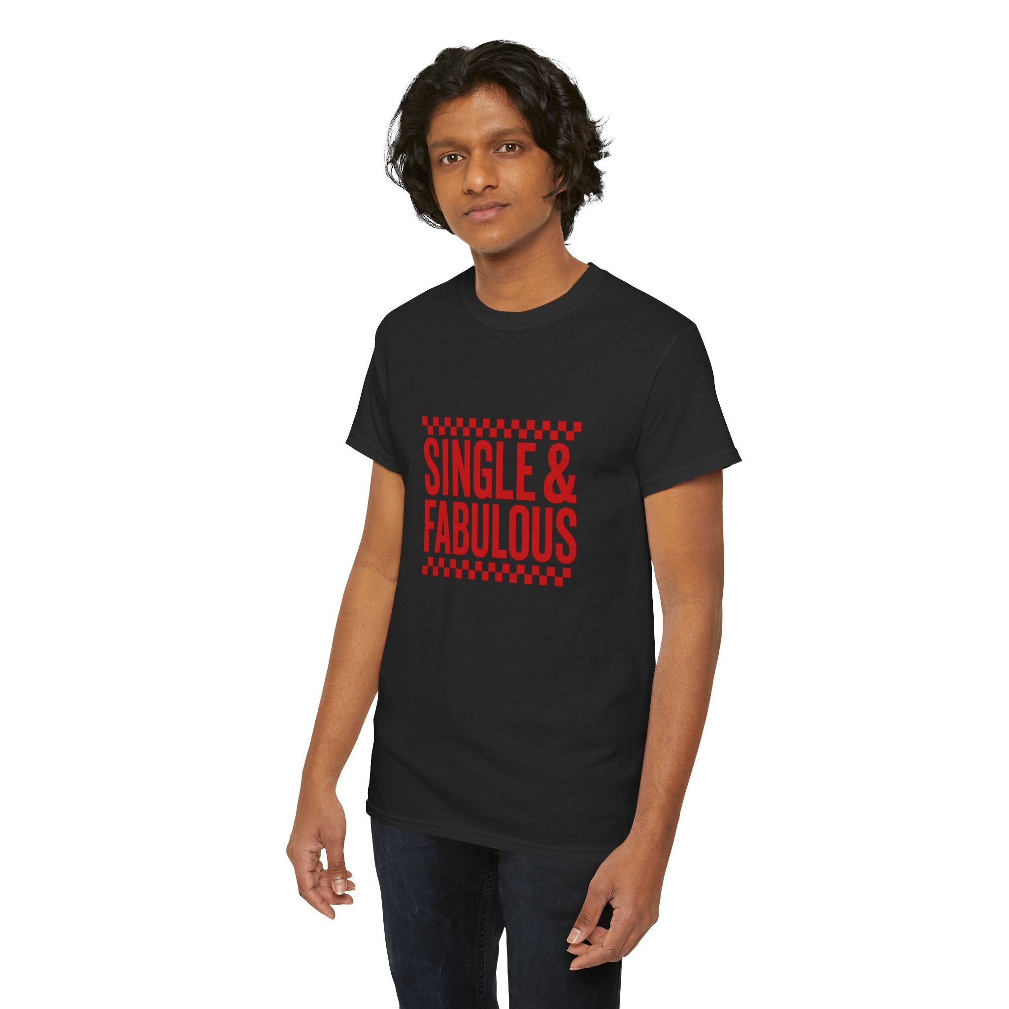Single & Fabulous Tee — Bold Red Statement T‑Shirt for Singles