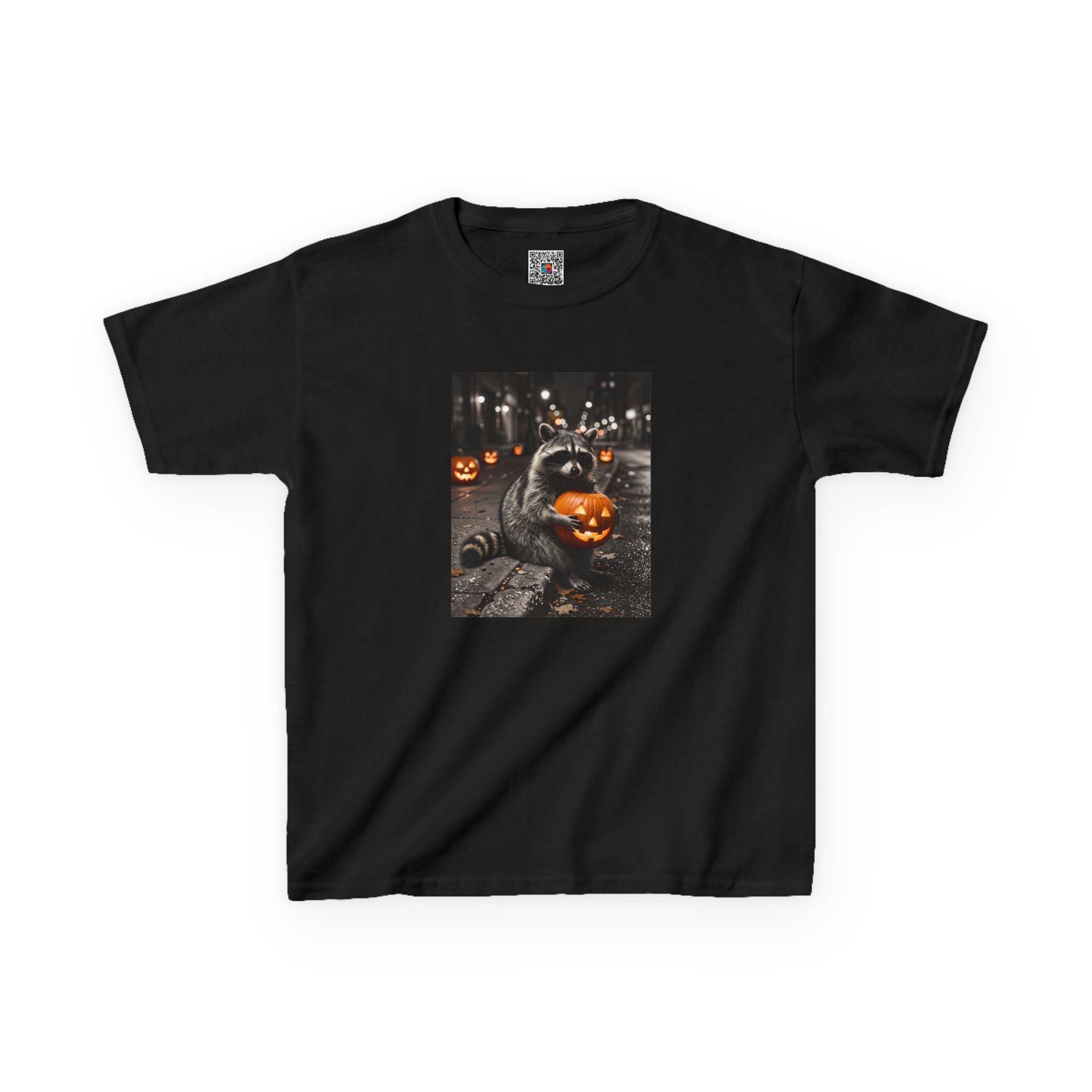 Halloween Raccoon Pumpkin Youth T-Shirt | Fall Jack O Lantern Kids Tee | Cr8tive Designs