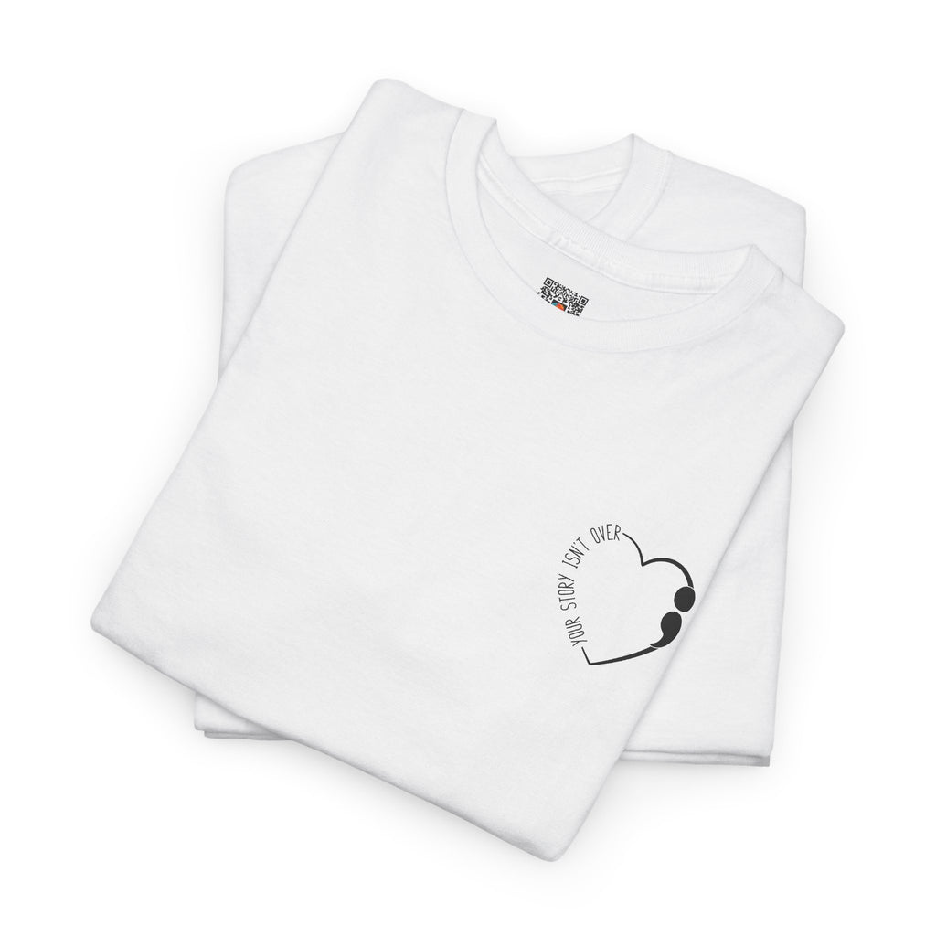 Heart Semicolon Pocket Print T-Shirt | Minimalist Suicide Prevention Graphic Tee | Cr8tive Designs