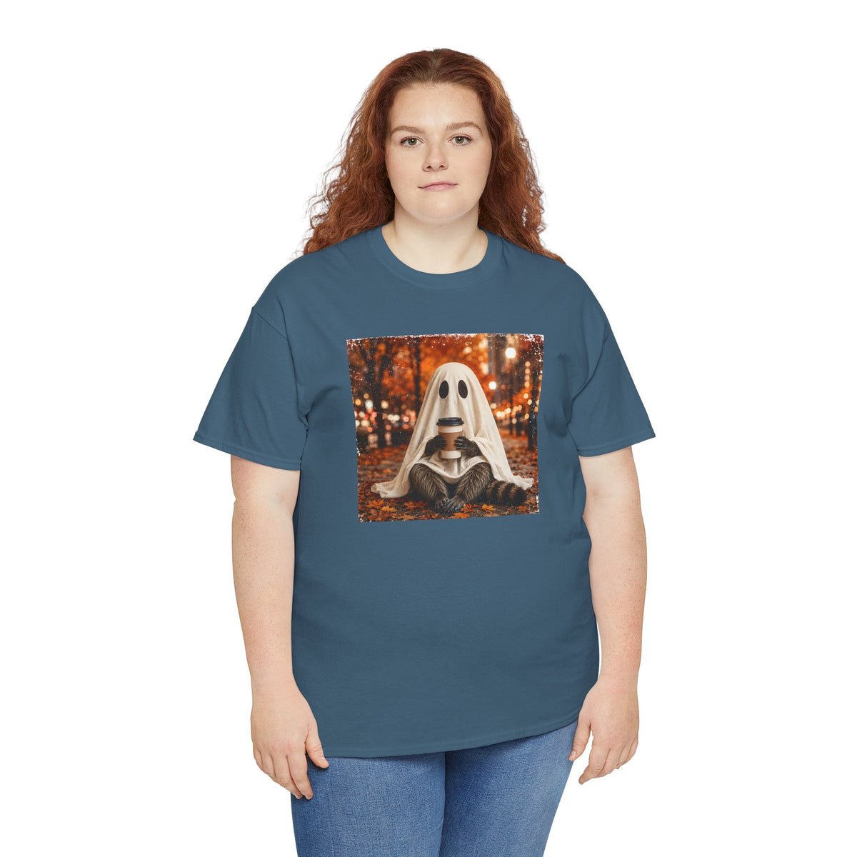 Ghost Raccoon Coffee Tee | Cute Spooky Season Autumn T-Shirt | Cr8tive Designs