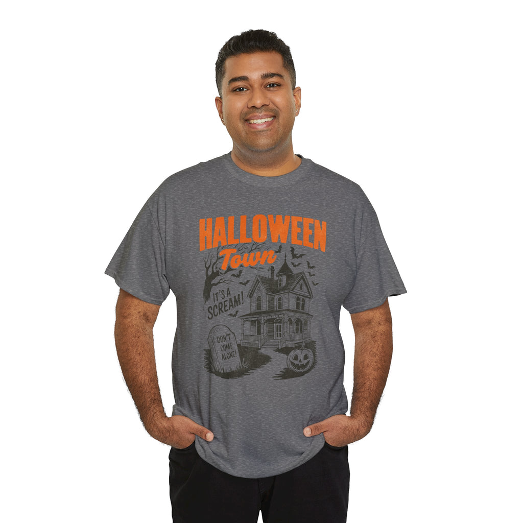 Halloween Town Haunted House Graphic T-Shirt | Spooky Season Vintage Halloween Tee | Cr8tive Designs