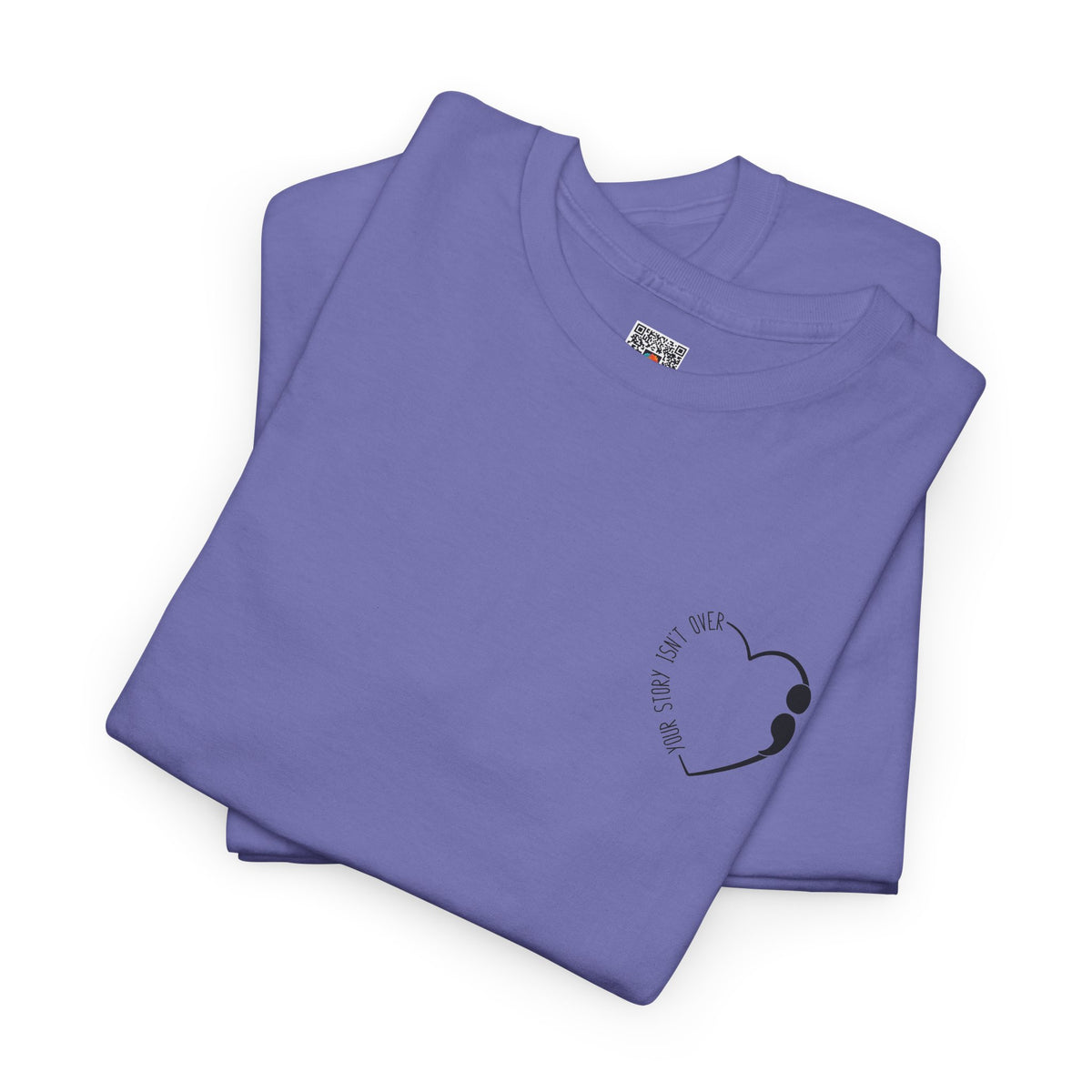 Heart Semicolon Pocket Print T-Shirt | Minimalist Suicide Prevention Graphic Tee | Cr8tive Designs
