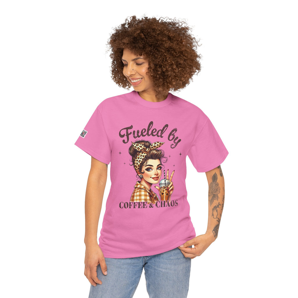 Fueled by Coffee & Chaos Graphic Tee – Funny Mom Life Shirt, Trendy Retro Woman Design | Cr8tive Designs