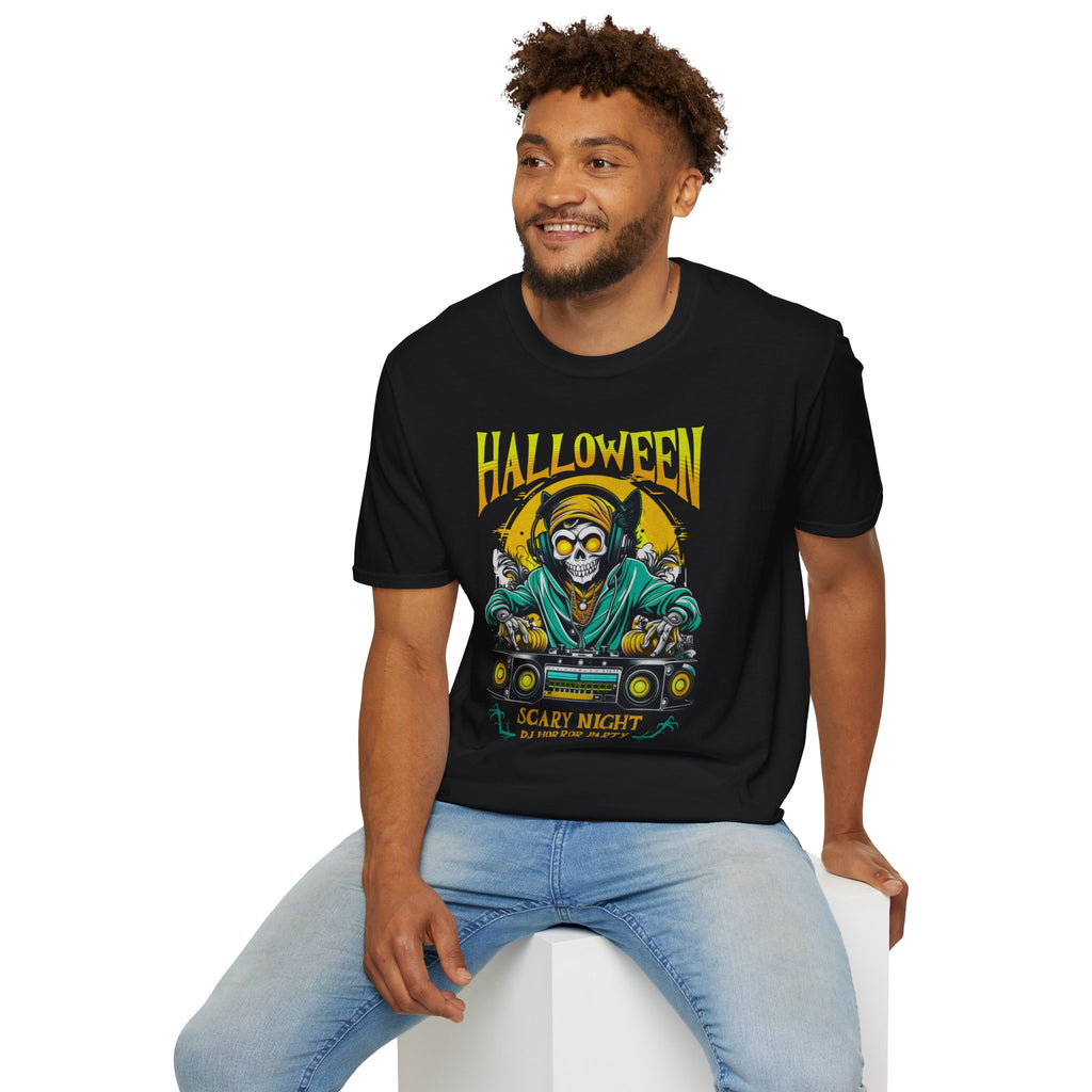 Halloween Skull DJ T-Shirt | Scary Night Party Graphic Tee | Cr8tive Designs
