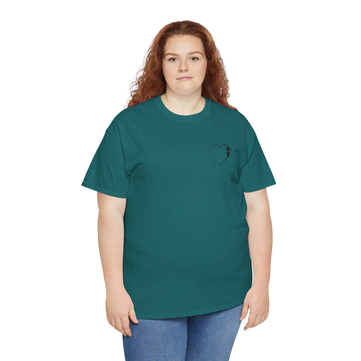 Heart Semicolon Pocket Print T-Shirt | Minimalist Suicide Prevention Graphic Tee | Cr8tive Designs