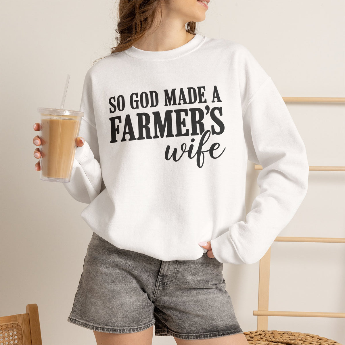 So God Made A Farmer's Wife Sweatshirt | Country Farmhouse Crewneck | Cr8tive Designs