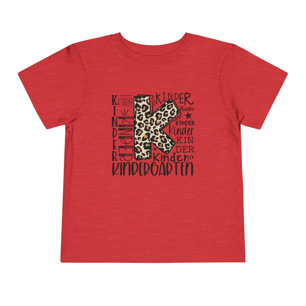 Leopard Print Kindergarten K Youth Tee | Trendy Back-to-School T-Shirt | Cr8tive Designs