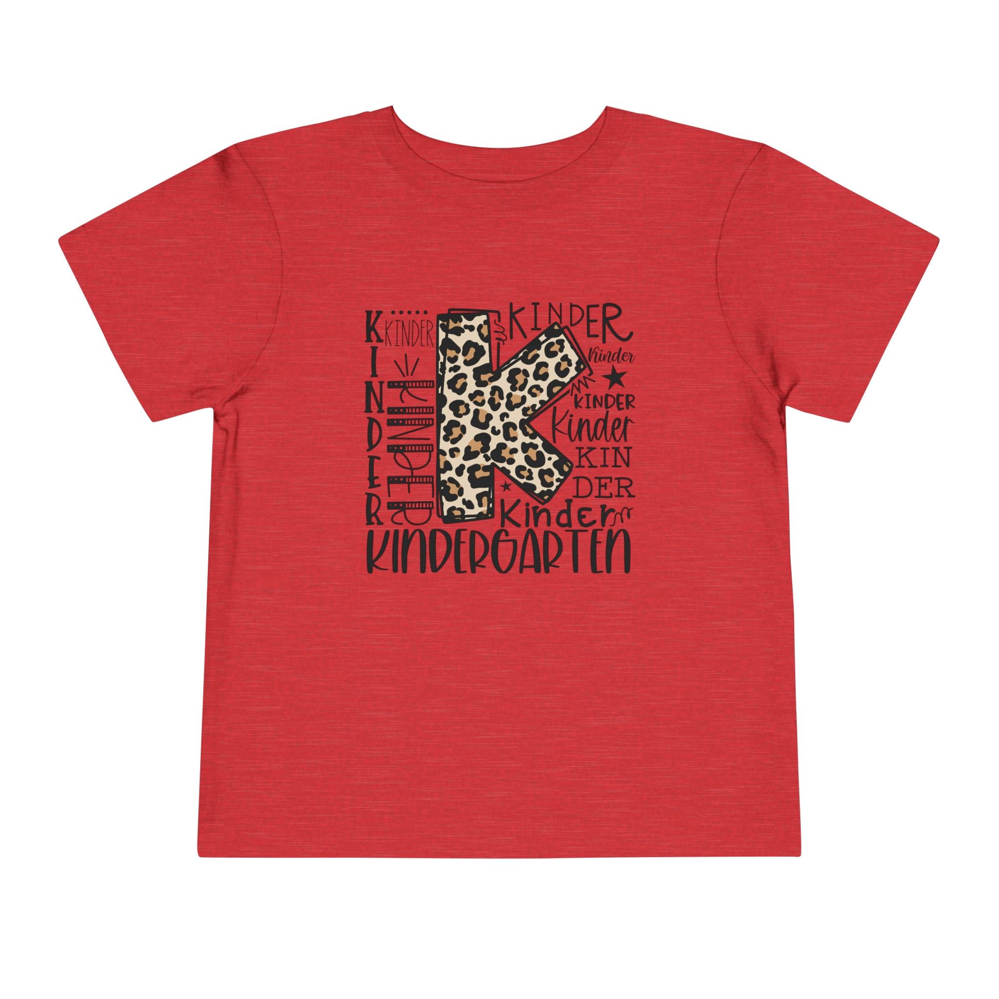 Leopard Print Kindergarten K Youth Tee | Trendy Back-to-School T-Shirt | Cr8tive Designs