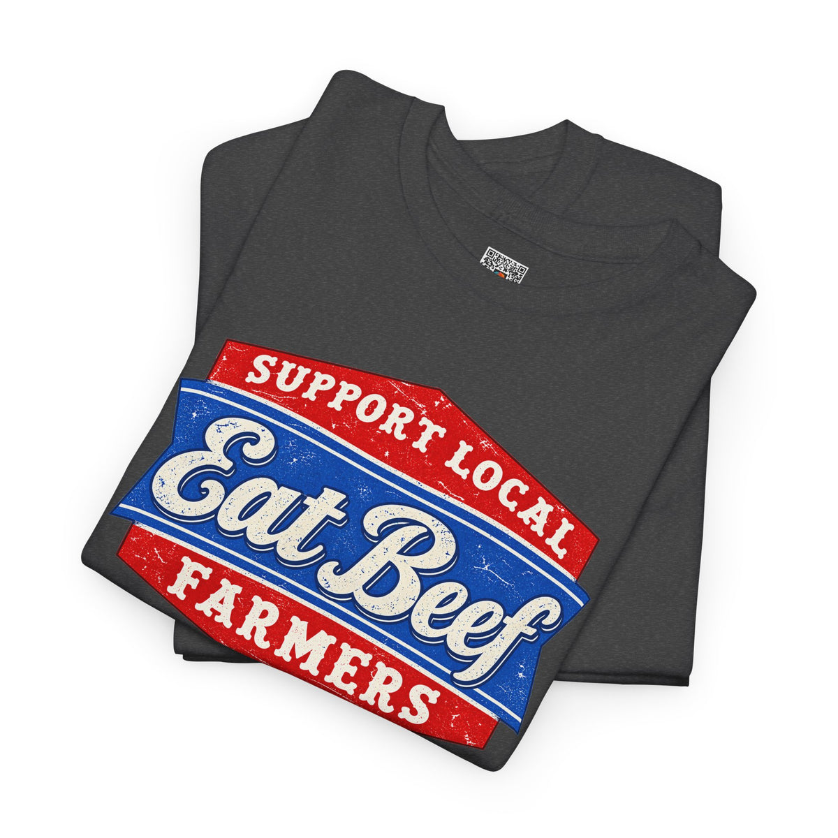 Support Local Farmers Eat Beef T-Shirt | Retro Badge Agriculture Graphic Tee | Cr8tive Designs
