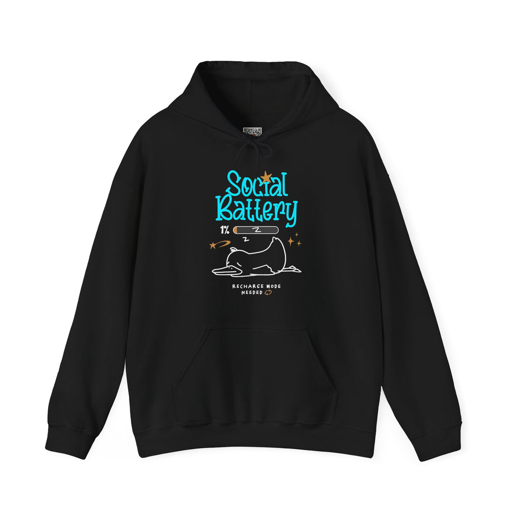 Social Battery 1% | Funny Introvert Hoodie | Cr8tive Designs