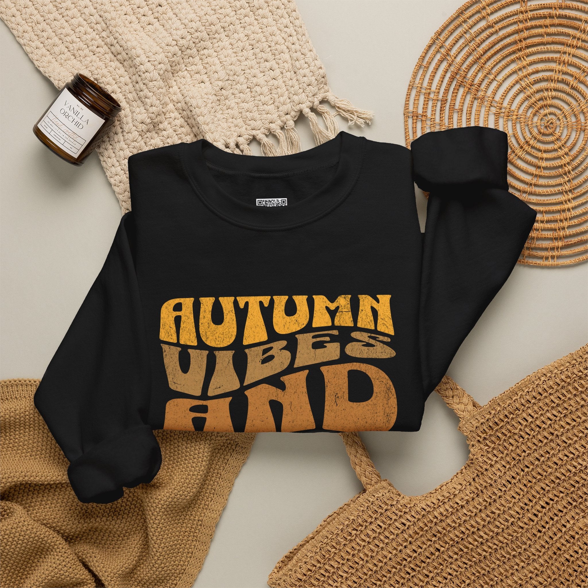Autumn Vibes and Cozy Nights Sweatshirt | Retro Wavy Fall Crewneck | Cr8tive Designs