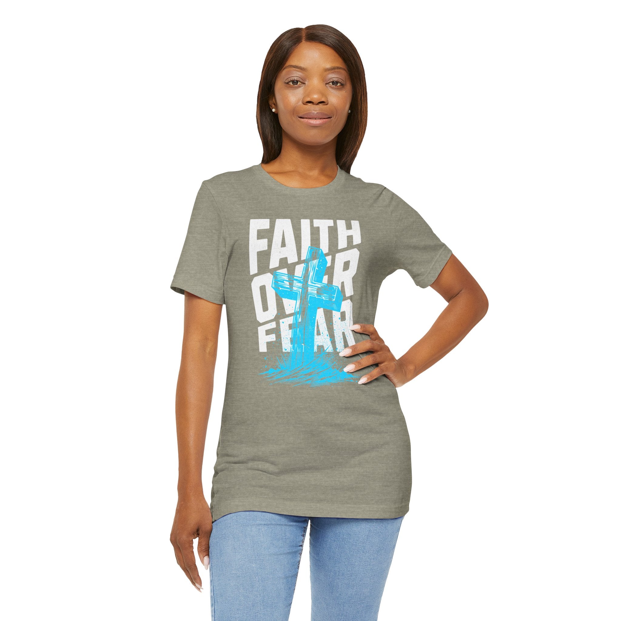 Faith Over Fear T-Shirt | Christian Cross Inspirational Tee | Cr8tive Designs